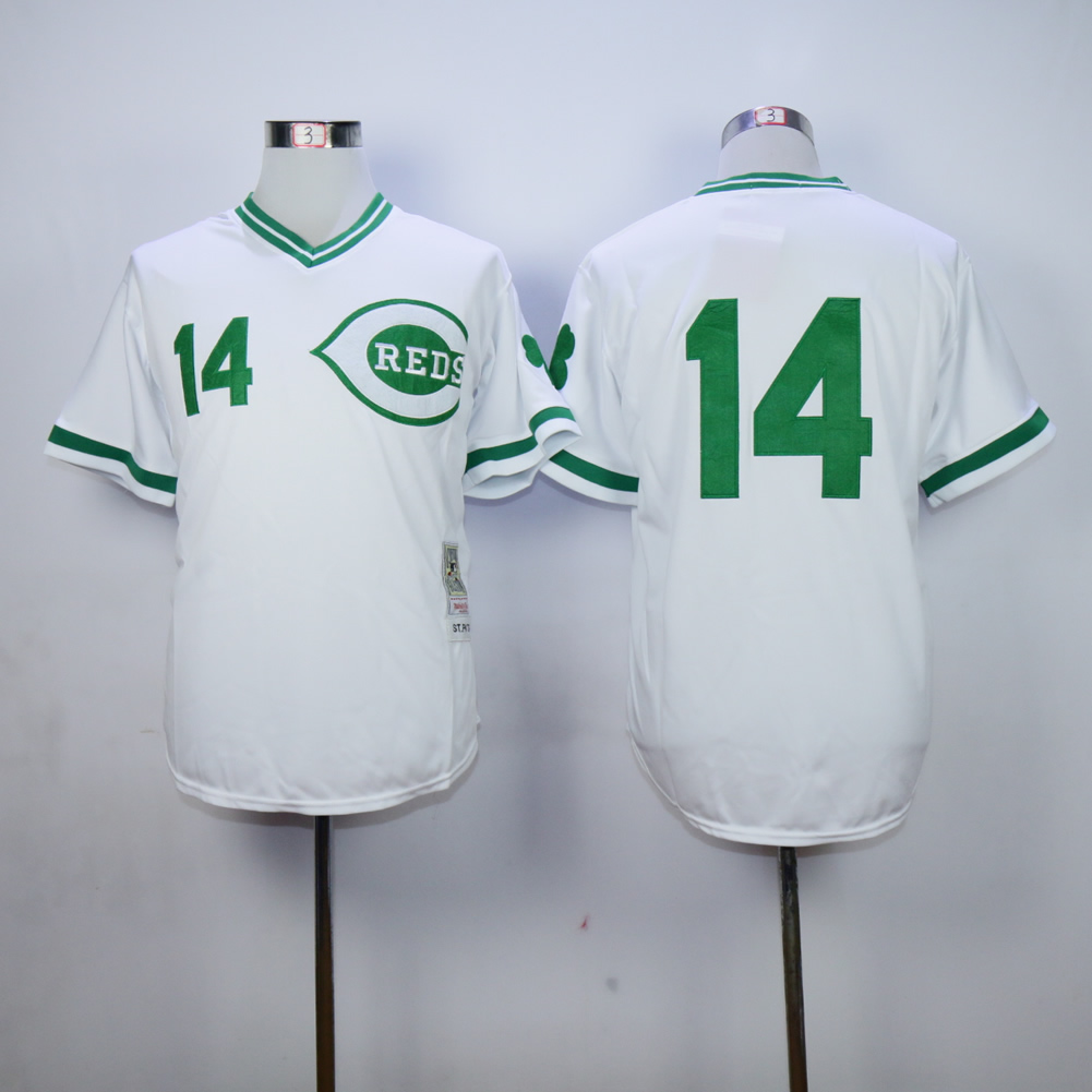 Men MLB Cincinnati Reds 14 white no name jerseys